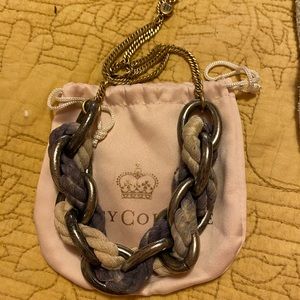 Juicy Couture mix metal chain link and rope necklace